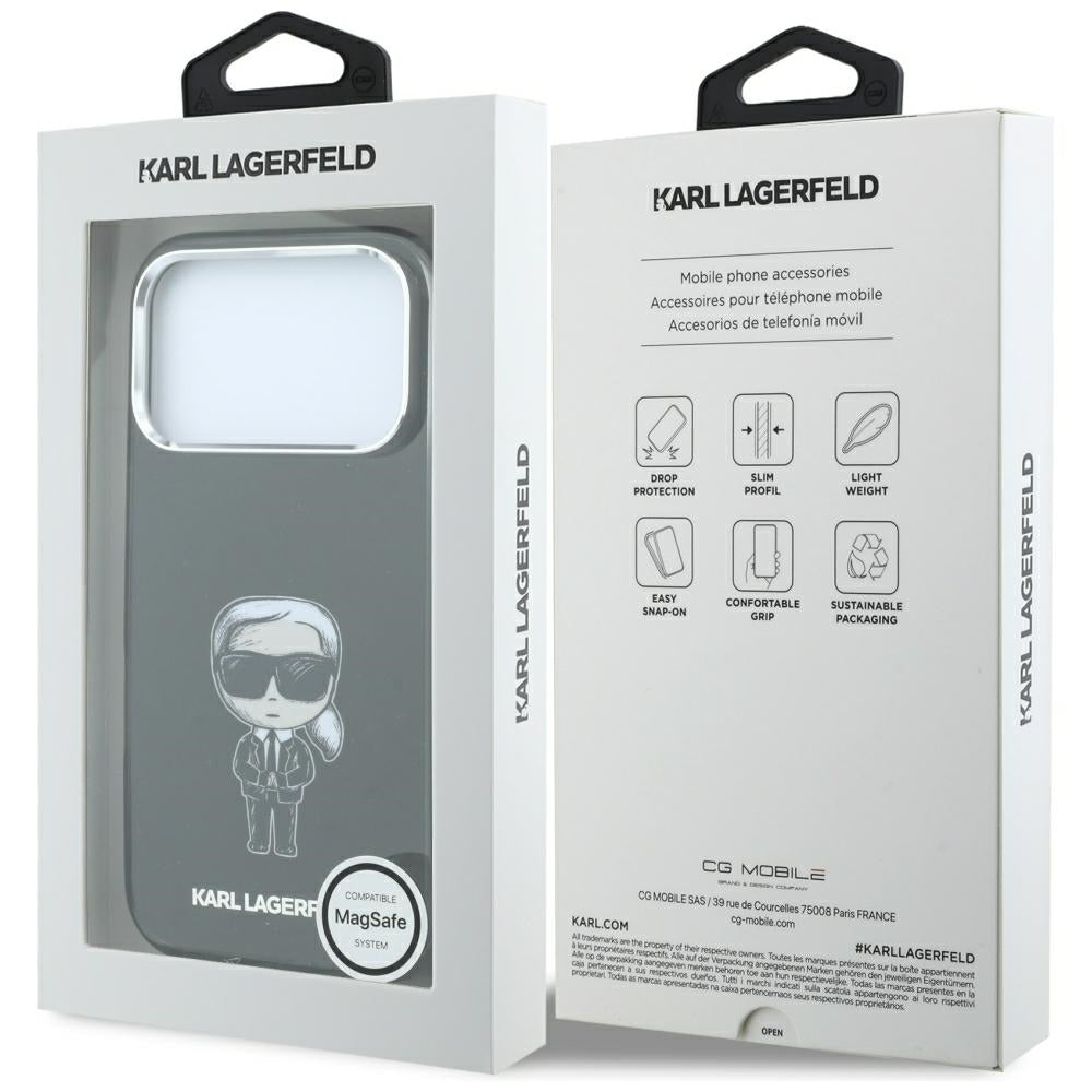 MagSafe puzdro pre Apple iPhone 18 Pro Max / 17 Pro Max, Karl Lagerfeld, HC IML Ikonik Sketch Print, Čierne