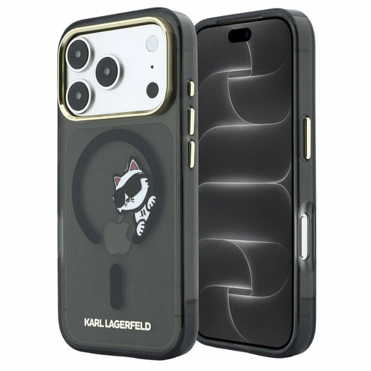 MagSafe puzdro pre Apple iPhone 18 Pro Max / 17 Pro Max, Karl Lagerfeld, IML Peekaboo potlač a kovový rám, čierne