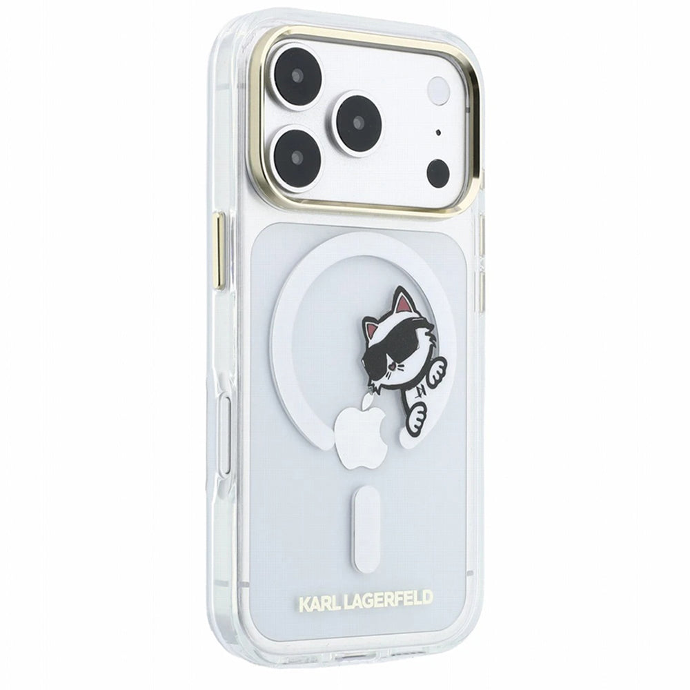 MagSafe puzdro pre Apple iPhone 18 Pro Max / 17 Pro Max, Karl Lagerfeld, IML Peekaboo potlač a kovový rám, priehľadné