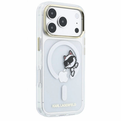 MagSafe puzdro pre Apple iPhone 18 Pro Max / 17 Pro Max, Karl Lagerfeld, IML Peekaboo potlač a kovový rám, priehľadné
