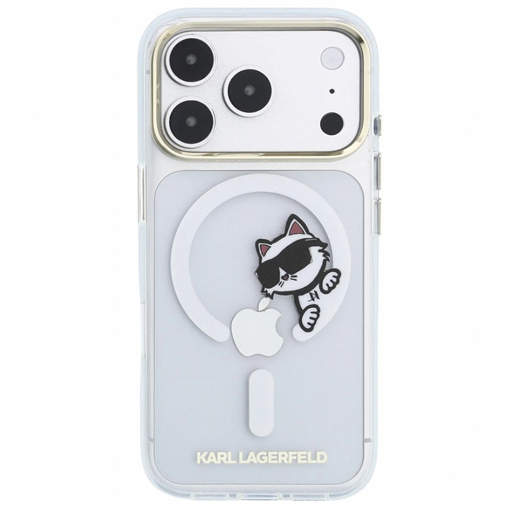 MagSafe puzdro pre Apple iPhone 18 Pro Max / 17 Pro Max, Karl Lagerfeld, IML Peekaboo potlač a kovový rám, priehľadné