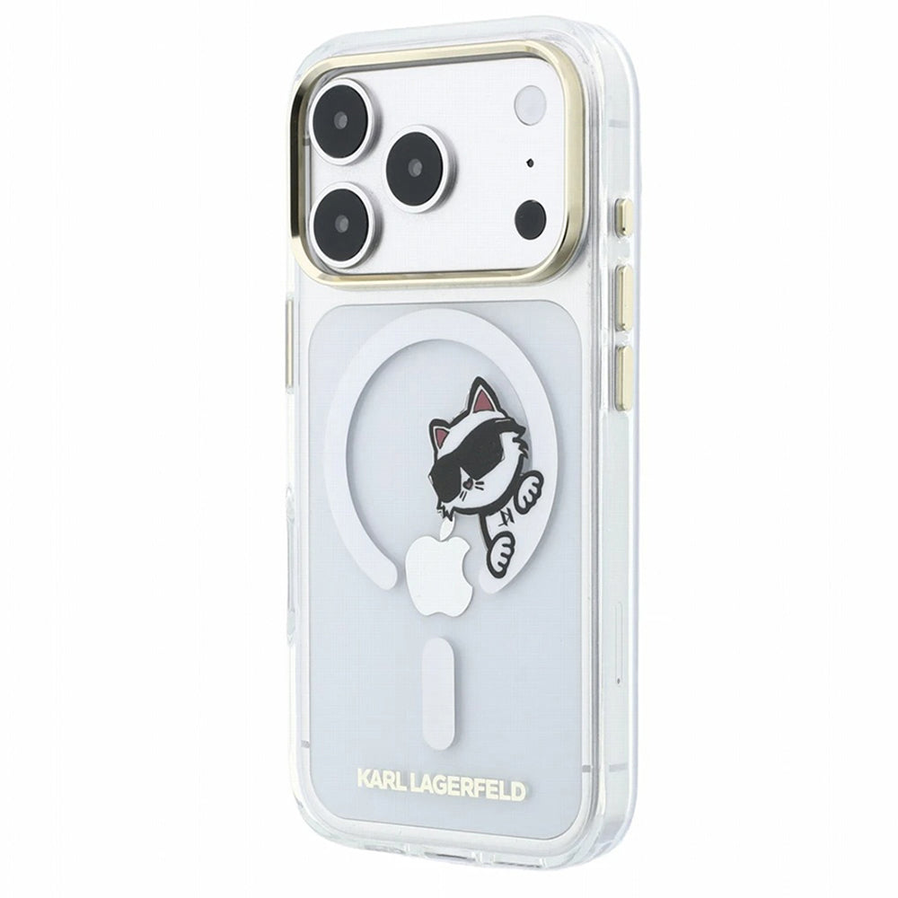 MagSafe puzdro pre Apple iPhone 18 Pro Max / 17 Pro Max, Karl Lagerfeld, IML Peekaboo potlač a kovový rám, priehľadné