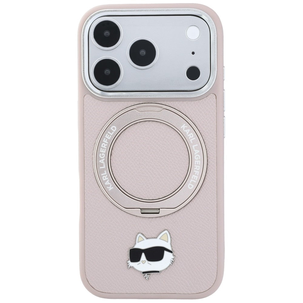 Puzdro MagSafe pre Apple iPhone 18 Pro Max / 17 Pro Max, Karl Lagerfeld, Ring Stand 360 Choupette Pin, ružové