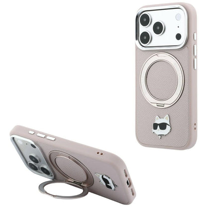 Puzdro MagSafe pre Apple iPhone 18 Pro Max / 17 Pro Max, Karl Lagerfeld, Ring Stand 360 Choupette Pin, ružové