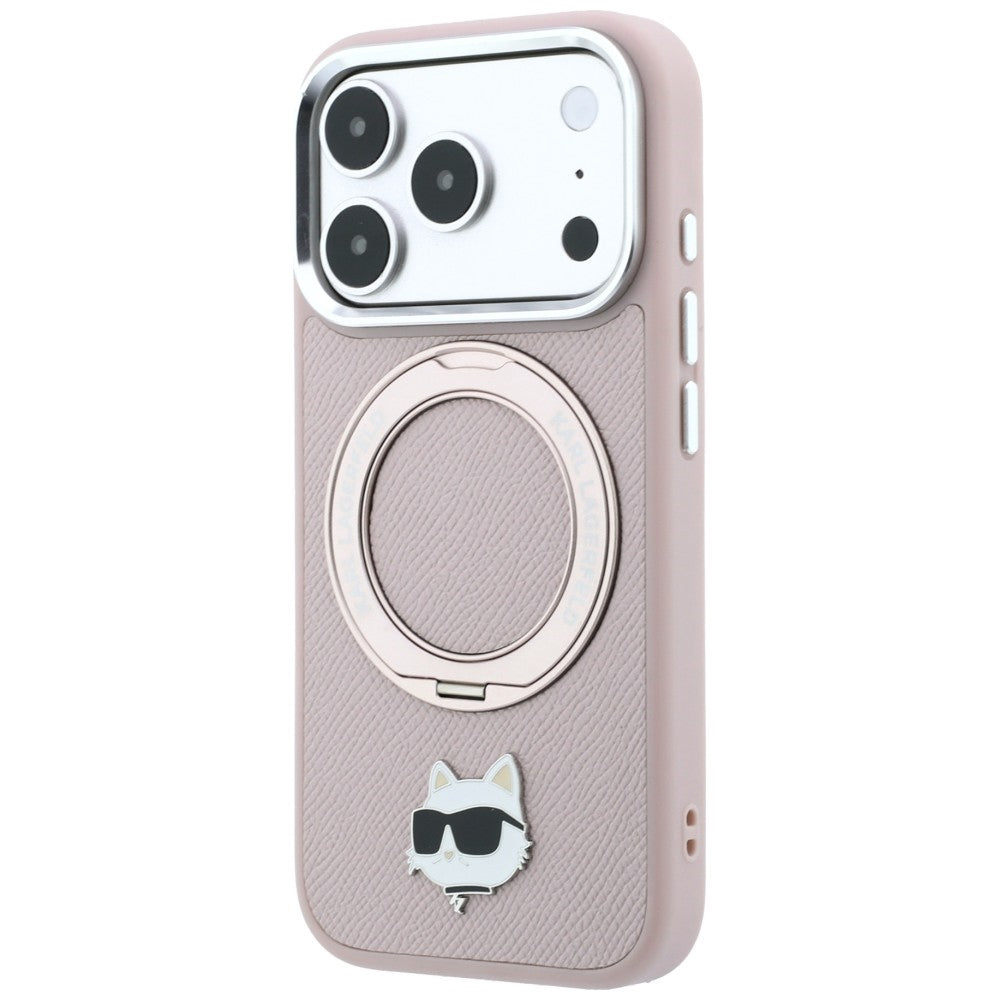Puzdro MagSafe pre Apple iPhone 18 Pro Max / 17 Pro Max, Karl Lagerfeld, Ring Stand 360 Choupette Pin, ružové