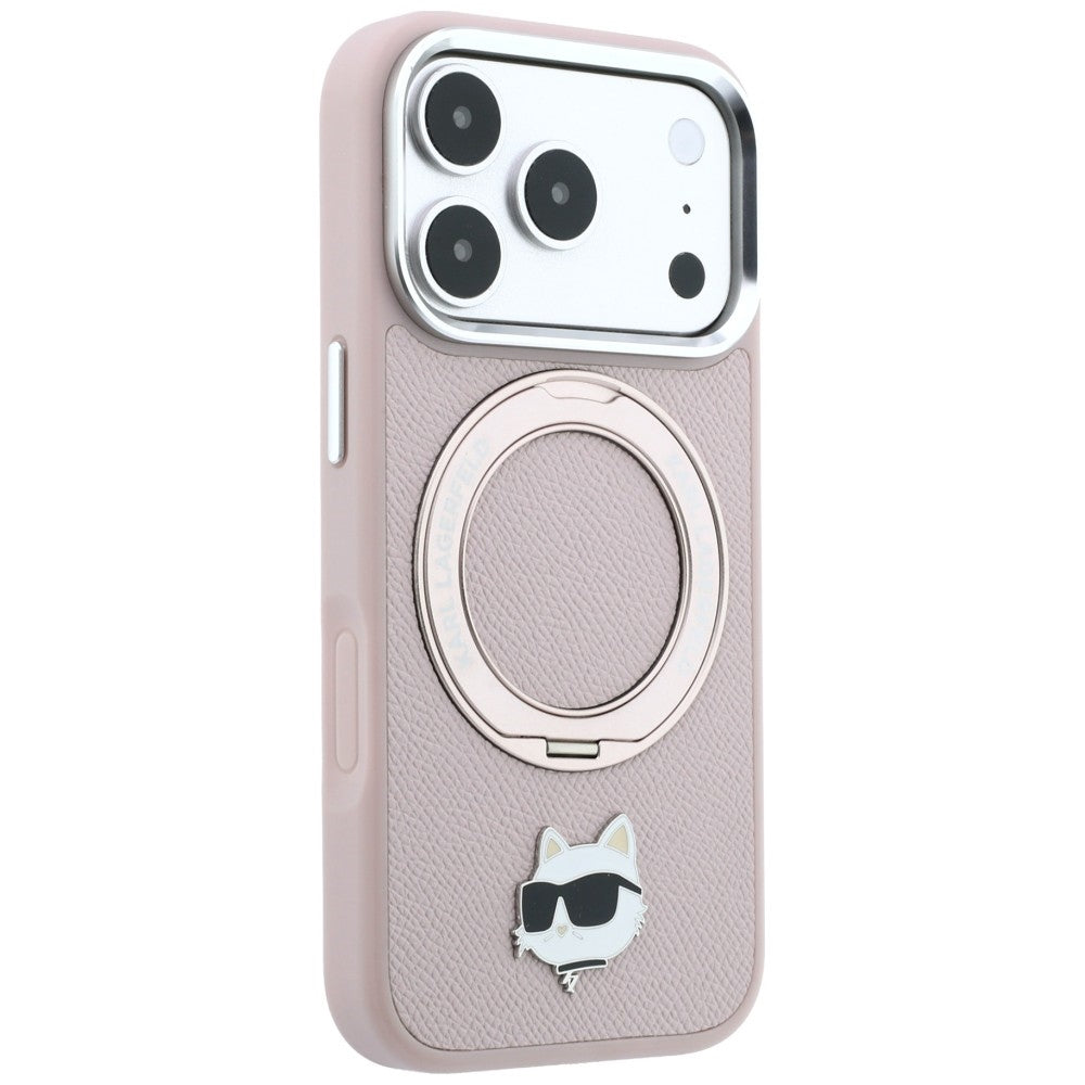 Puzdro MagSafe pre Apple iPhone 18 Pro Max / 17 Pro Max, Karl Lagerfeld, Ring Stand 360 Choupette Pin, ružové