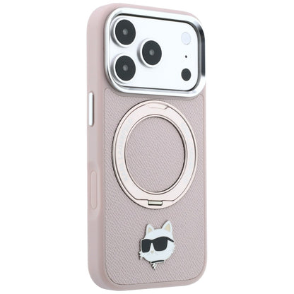 Puzdro MagSafe pre Apple iPhone 18 Pro Max / 17 Pro Max, Karl Lagerfeld, Ring Stand 360 Choupette Pin, ružové