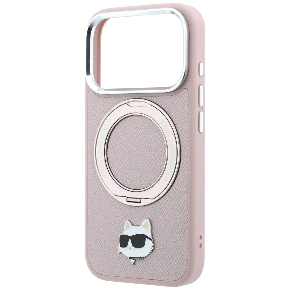 Puzdro MagSafe pre Apple iPhone 18 Pro Max / 17 Pro Max, Karl Lagerfeld, Ring Stand 360 Choupette Pin, ružové