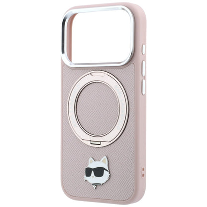 Puzdro MagSafe pre Apple iPhone 18 Pro Max / 17 Pro Max, Karl Lagerfeld, Ring Stand 360 Choupette Pin, ružové