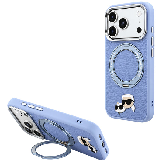 MagSafe puzdro pre Apple iPhone 18 Pro Max / 17 Pro Max, Karl Lagerfeld, Ring Stand 360 Karl & Choupette Pin, Modrá