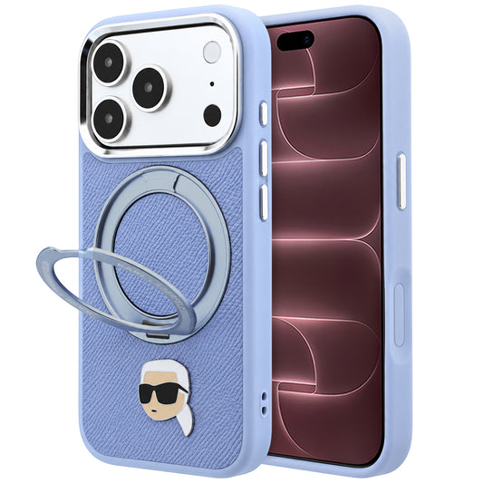 Puzdro MagSafe pre Apple iPhone 18 Pro Max / 17 Pro Max, Karl Lagerfeld, Ring Stand 360 Karl Pin, modré