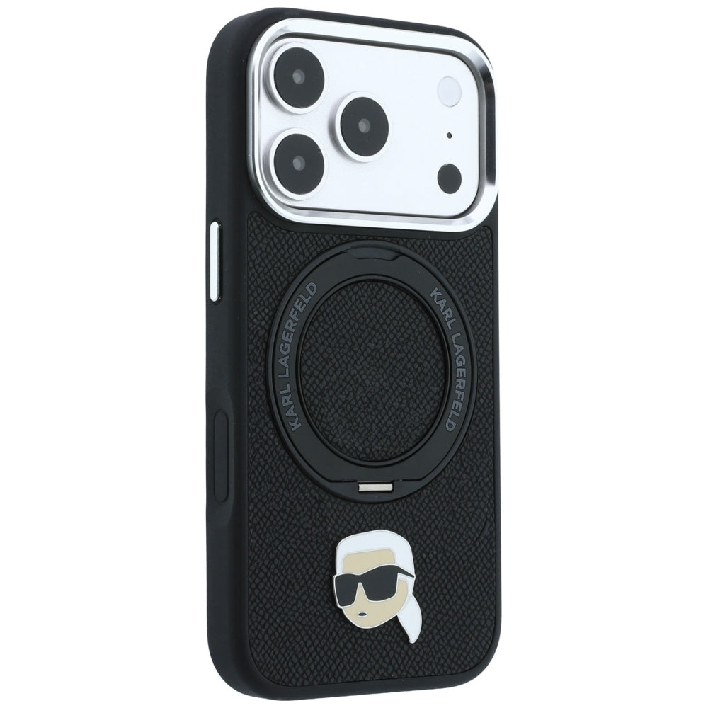 Puzdro MagSafe pre Apple iPhone 18 Pro Max / 17 Pro Max, Karl Lagerfeld, Ring Stand 360 Karl Pin, čierne