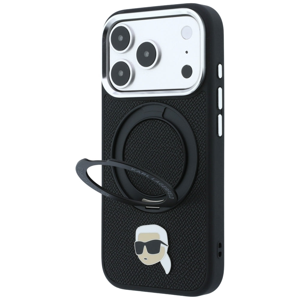 Puzdro MagSafe pre Apple iPhone 18 Pro Max / 17 Pro Max, Karl Lagerfeld, Ring Stand 360 Karl Pin, čierne