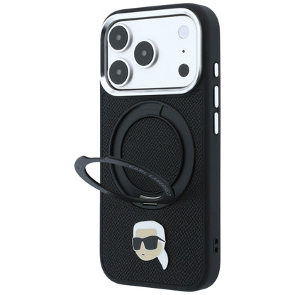Puzdro MagSafe pre Apple iPhone 18 Pro Max / 17 Pro Max, Karl Lagerfeld, Ring Stand 360 Karl Pin, čierne