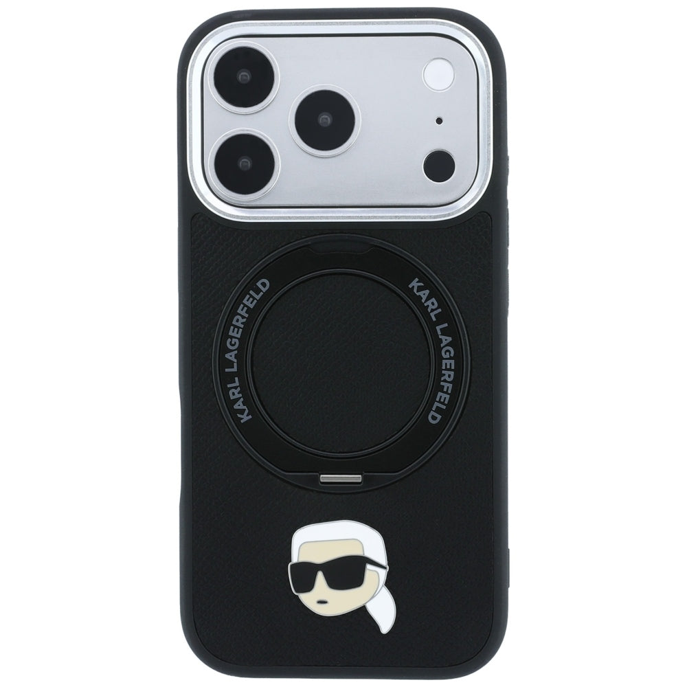 Puzdro MagSafe pre Apple iPhone 18 Pro Max / 17 Pro Max, Karl Lagerfeld, Ring Stand 360 Karl Pin, čierne