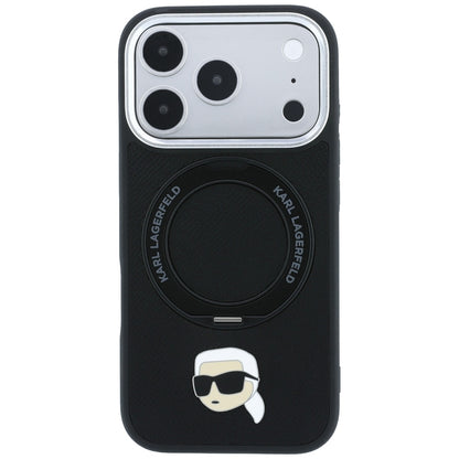 Puzdro MagSafe pre Apple iPhone 18 Pro Max / 17 Pro Max, Karl Lagerfeld, Ring Stand 360 Karl Pin, čierne