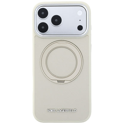 Puzdro MagSafe pre Apple iPhone 18 Pro Max / 17 Pro Max, Karl Lagerfeld, Ring Stand 360 Saffiano, béžové