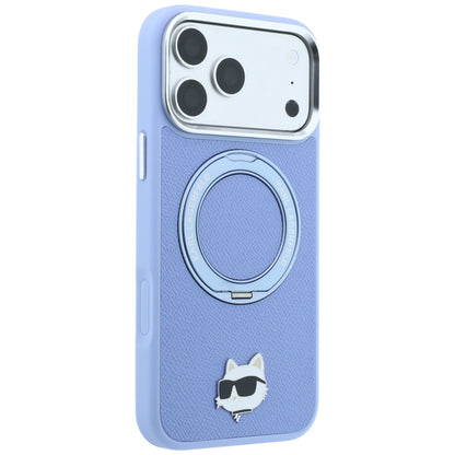 MagSafe Case for Apple iPhone 18 Pro Max / 17 Pro Max, Karl Lagerfeld, Saffiano Ring Stand 360 Choupette Pin, Blue