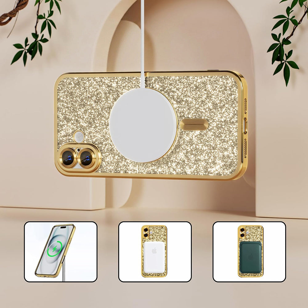 MagSafe puzdro pre Apple iPhone 18 Pro Max / 17 Pro Max, Techsuit, Luxury Glitter, Strieborné