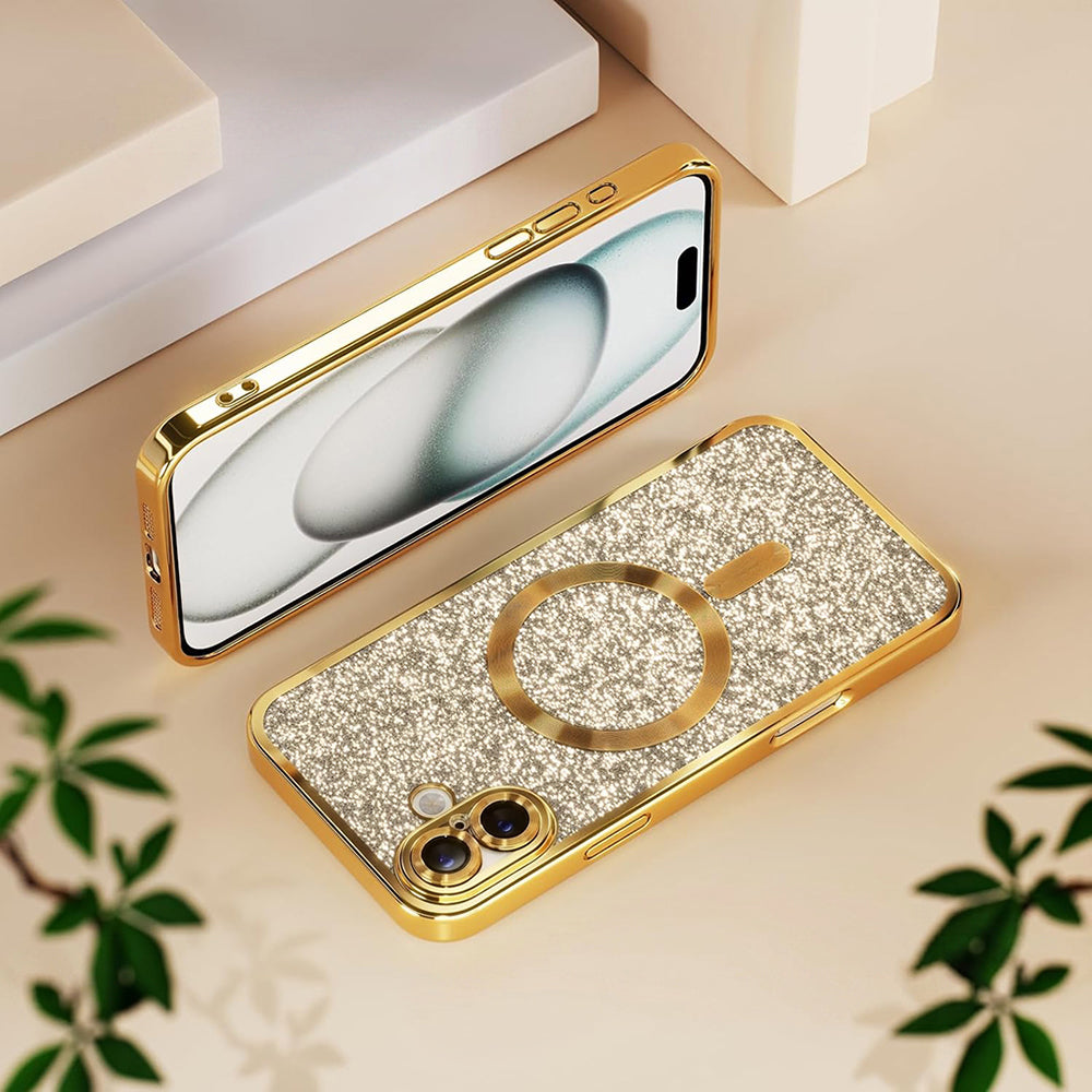 MagSafe puzdro pre Apple iPhone 18 Pro Max / 17 Pro Max, Techsuit, Luxury Glitter, Tmavozelené