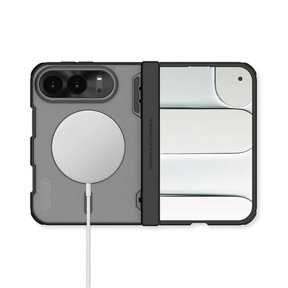 Puzdro MagSafe pre Apple iPhone Duo, Nillkin Super Frosted Shield, čierne, priehľadné, saténové