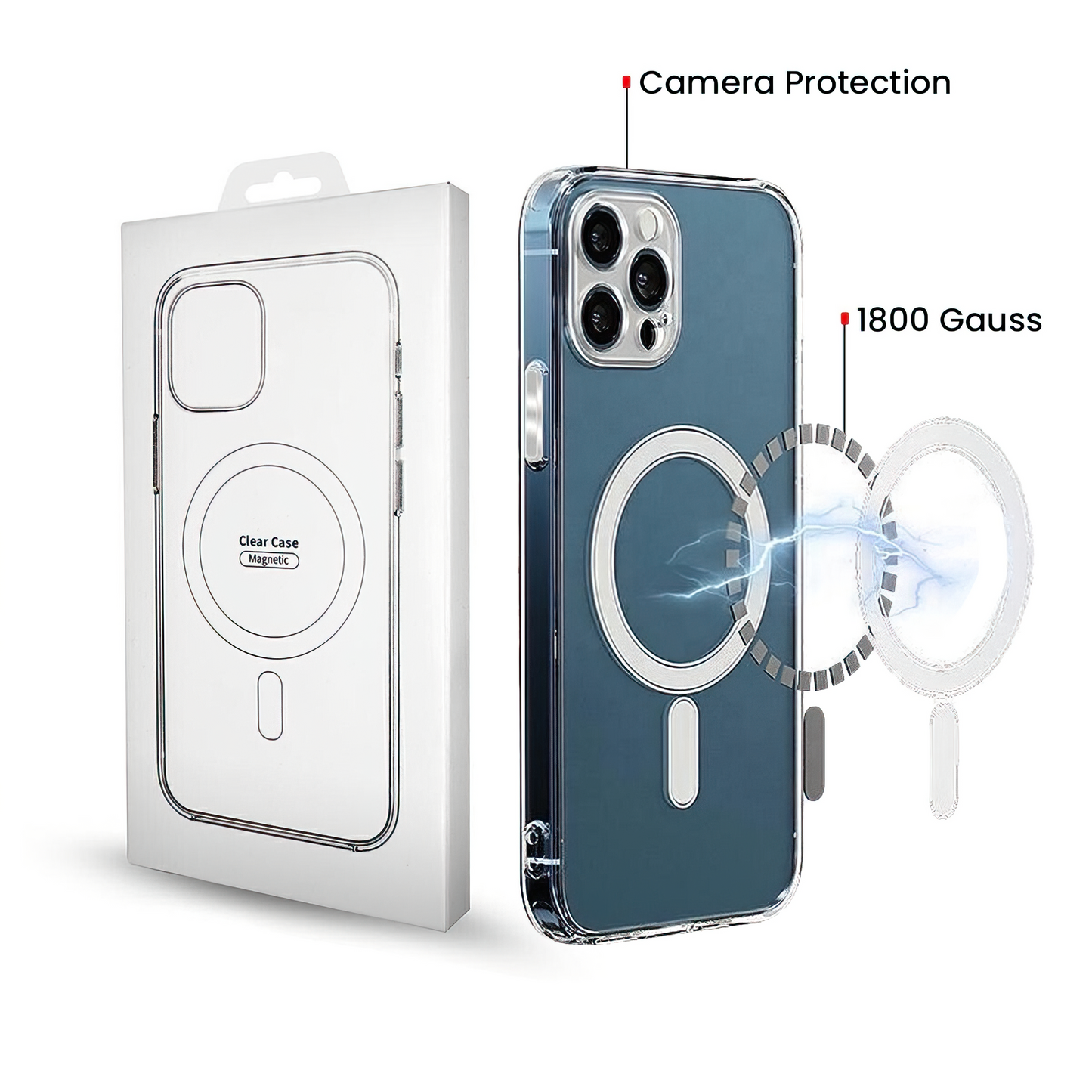 MagSafe puzdro pre Samsung Galaxy A57 5G, OEM, 1800 Gauss, priehľadné