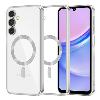 MagSafe puzdro pre Samsung Galaxy A15 5G A156 / A15 A155, Techsuit, Luxury Crystal, Strieborné