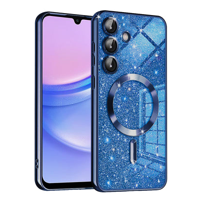 MagSafe puzdro pre Samsung Galaxy A15 5G A156 / A15 A155, Techsuit, Luxury Glitter, Tmavomodrá