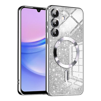 MagSafe puzdro pre Samsung Galaxy A15 5G A156 / A15 A155, Techsuit, Luxury Glitter, Strieborné