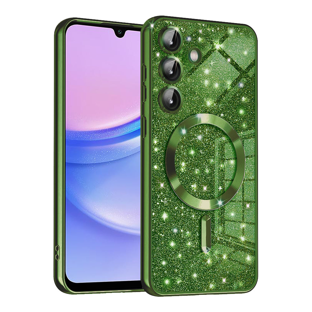 MagSafe puzdro pre Samsung Galaxy A15 5G A156 / A15 A155, Techsuit, Luxury Glitter, Tmavozelené