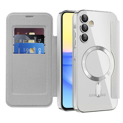 MagSafe puzdro pre Samsung Galaxy A15 5G A156 / A15 A155, Techsuit, SmartMag Book, Sivá