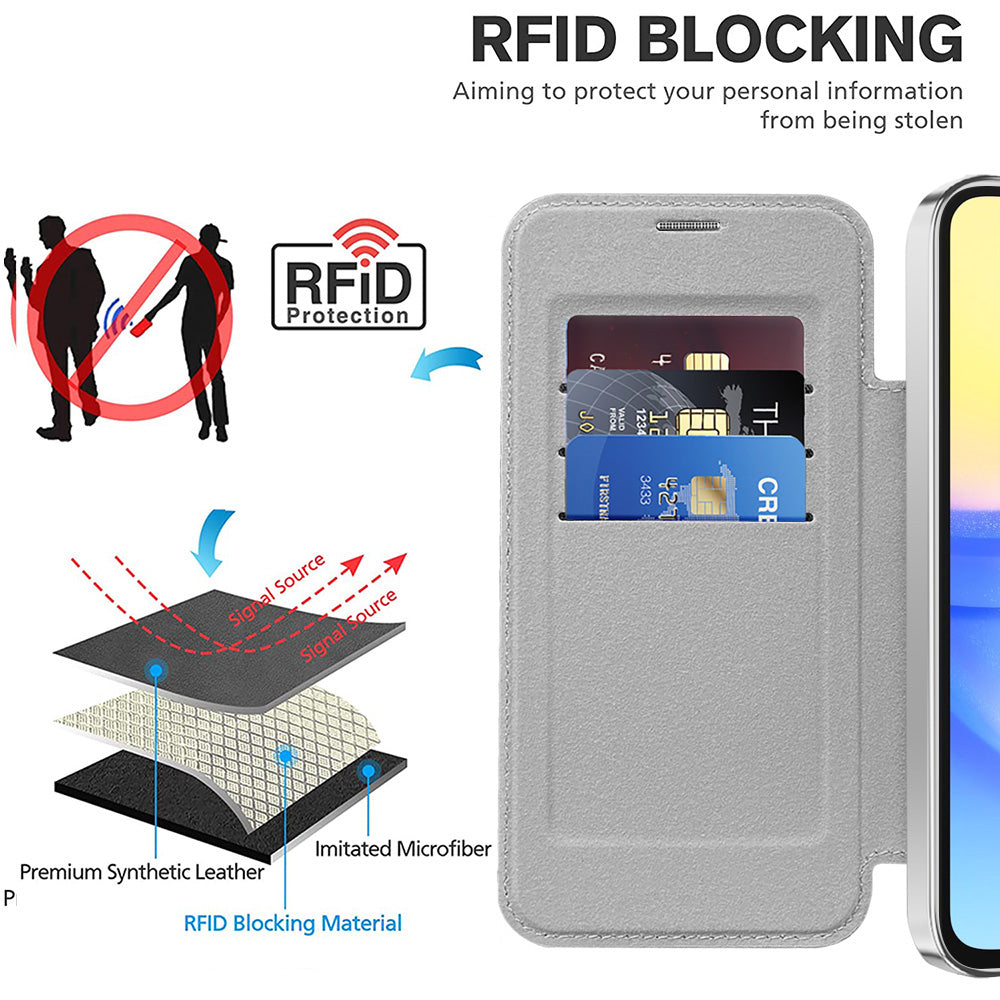 MagSafe puzdro pre Samsung Galaxy A15 5G A156 / A15 A155, Techsuit, SmartMag Book, Sivá