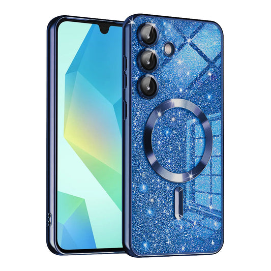 MagSafe puzdro pre Samsung Galaxy A16 5G A166 / A16 4G A165, Techsuit, Luxury Glitter, Tmavomodrá