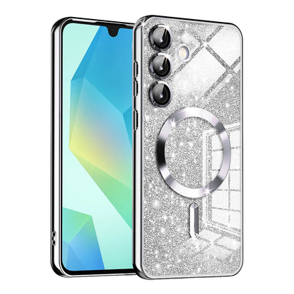 MagSafe puzdro pre Samsung Galaxy A16 5G A166 / A16 4G A165, Techsuit, Luxury Glitter, Strieborné