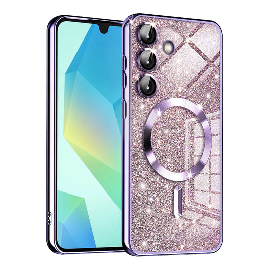 MagSafe puzdro pre Samsung Galaxy A16 5G A166 / A16 4G A165, Techsuit, Luxury Glitter, Svetlofialové