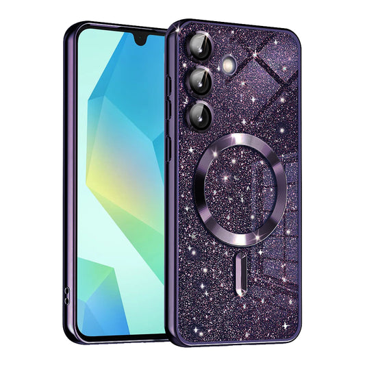 MagSafe puzdro pre Samsung Galaxy A16 5G A166 / A16 4G A165, Techsuit, Luxury Glitter, Tmavofialová