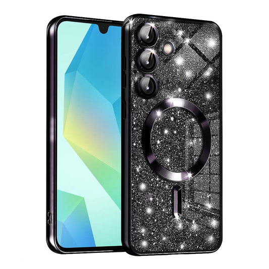 MagSafe puzdro pre Samsung Galaxy A16 5G A166 / A16 4G A165, Techsuit, Luxury Glitter, Čierne