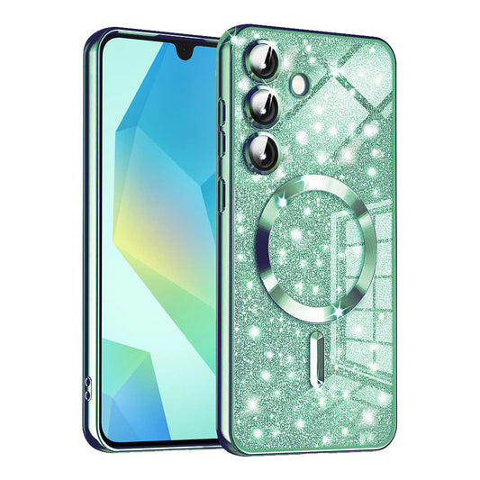 MagSafe puzdro pre Samsung Galaxy A16 5G A166 / A16 4G A165, Techsuit, Luxury Glitter, Svetlozelené