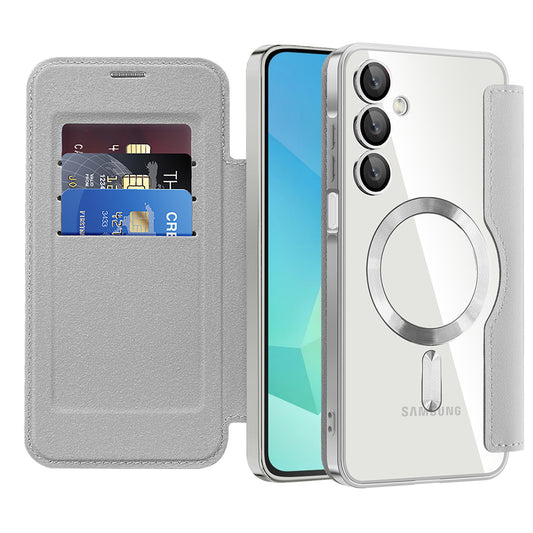 MagSafe puzdro pre Samsung Galaxy A16 5G A166 / A16 4G A165, Techsuit, SmartMag Book, Sivá