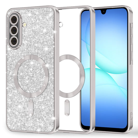 MagSafe puzdro pre Samsung Galaxy A17 4G / A17 5G, Techsuit, Luxury Glitter, Strieborné