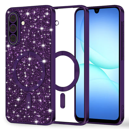 MagSafe puzdro pre Samsung Galaxy A17 4G / A17 5G, Techsuit, Luxury Glitter, Tmavofialová