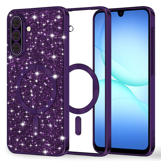 MagSafe puzdro pre Samsung Galaxy A17 4G / A17 5G, Techsuit, Luxury Glitter, Tmavofialová