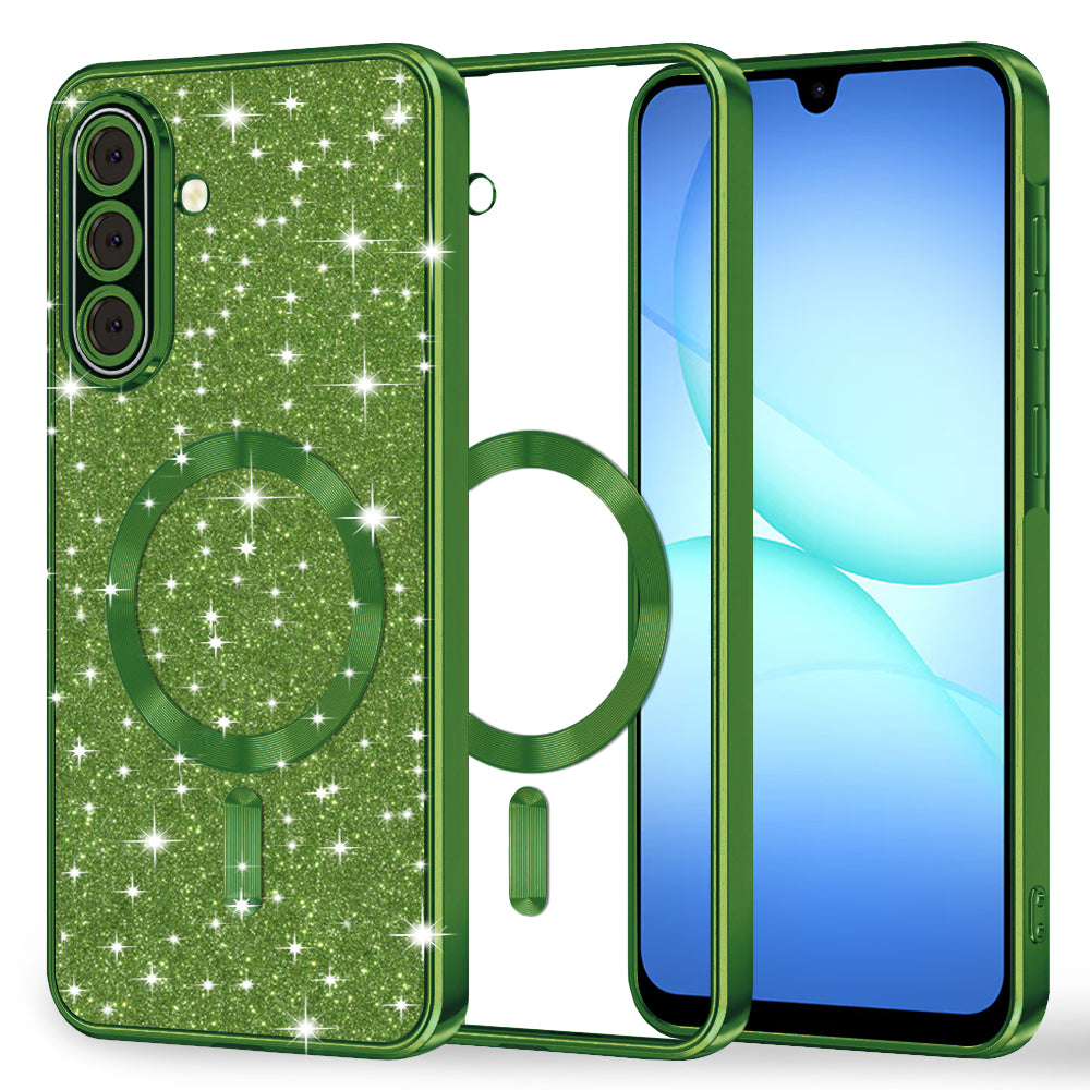 MagSafe Case for Samsung Galaxy A17 4G / A17 5G, Techsuit, Luxury Glitter, Dark Green