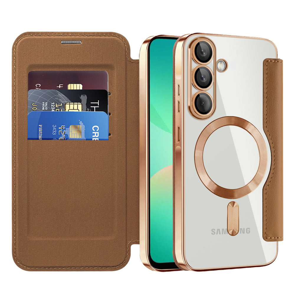 MagSafe puzdro pre Samsung Galaxy A26 A266, Techsuit, SmartMag Book, Hnedé