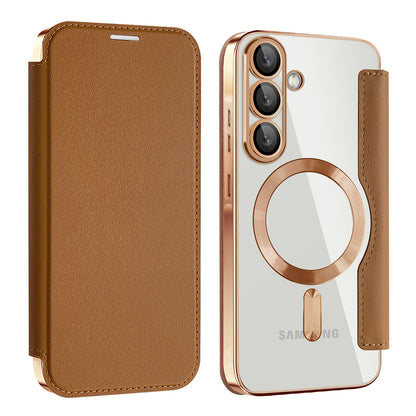 MagSafe puzdro pre Samsung Galaxy A26 A266, Techsuit, SmartMag Book, Hnedé