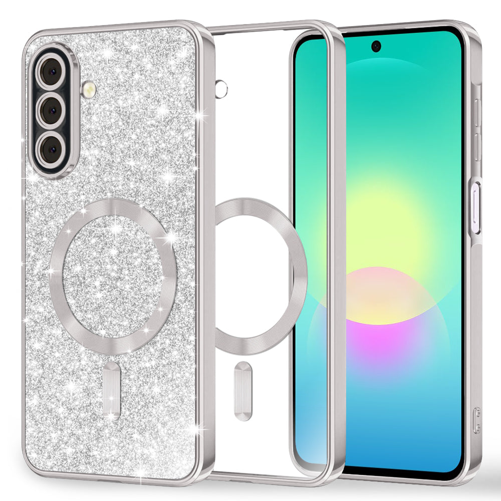 MagSafe puzdro pre Samsung Galaxy A27 5G, Techsuit, Luxury Glitter, Strieborné