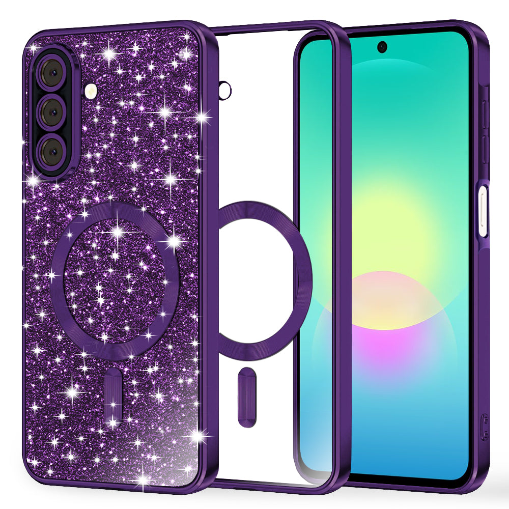 MagSafe puzdro pre Samsung Galaxy A27 5G, Techsuit, Luxury Glitter, Tmavofialová