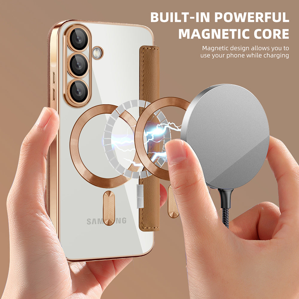 Puzdro MagSafe pre Samsung Galaxy A37 5G, Techsuit, SmartMag Book, Hnedé