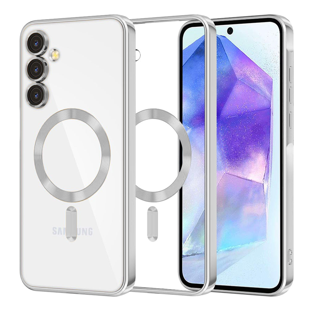 MagSafe puzdro pre Samsung Galaxy A55 5G A556, Techsuit, Luxury Crystal, Strieborné