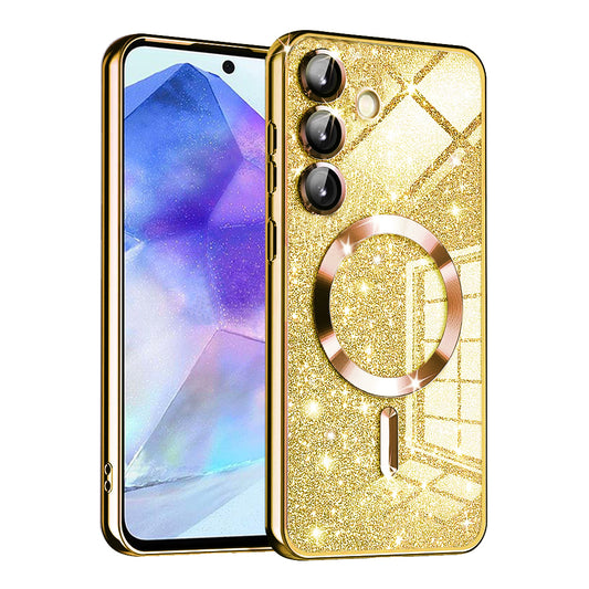 MagSafe puzdro pre Samsung Galaxy A55 5G A556, Techsuit, Luxury Glitter, Zlaté